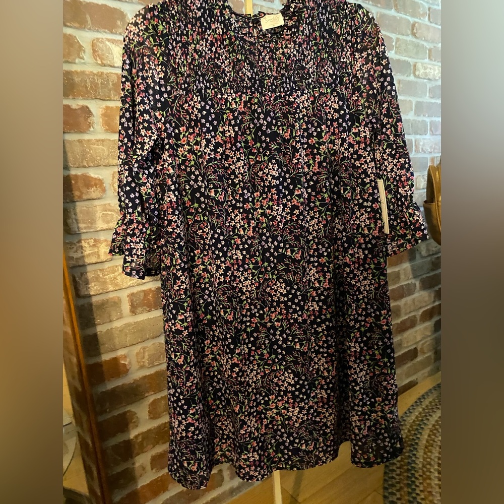 NWT Siren Lily Floral Size Petite Large 3/4 Ruffle Sleeve Dress